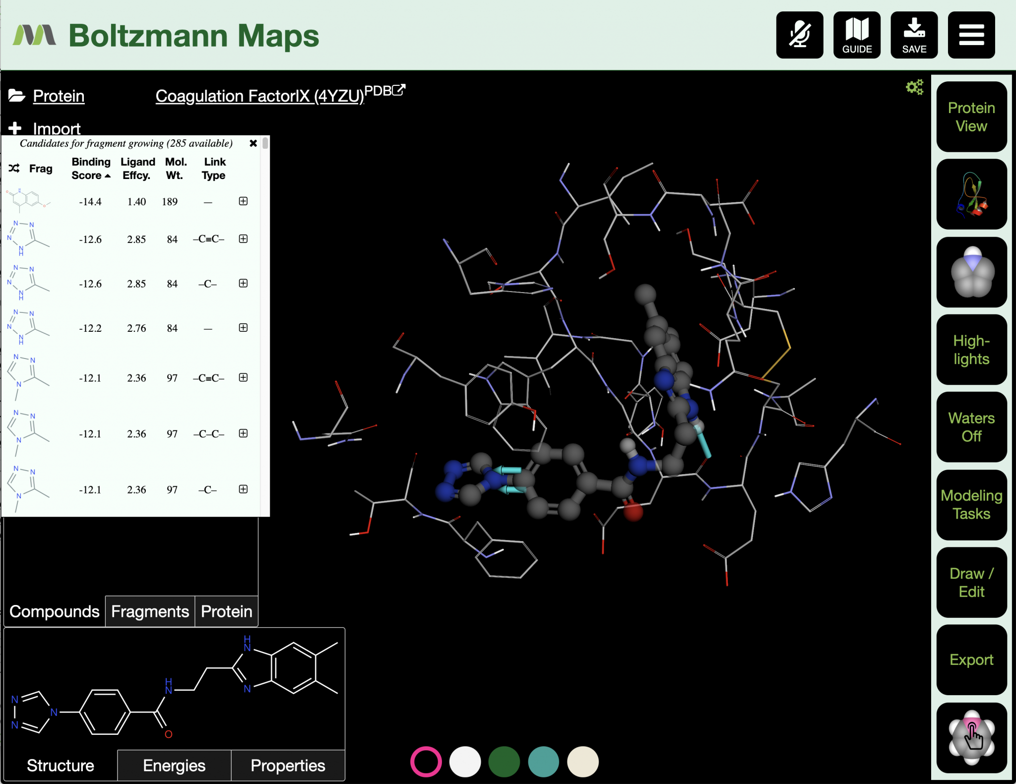 Latest More fragment grow results & "RingsinDrugs" Boltzmann Maps