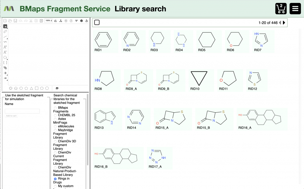 Image of Rings-in-Drugs in the fragment Library Search page.