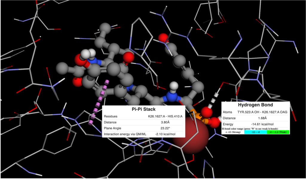 π-π interactions for drug design and hydrogen bond analysis of  4YZU